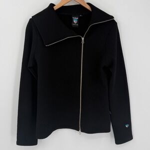 KÜHL Merino Wool Zip Jacket Black Asymmetrical Collar Women Medium Outdoors